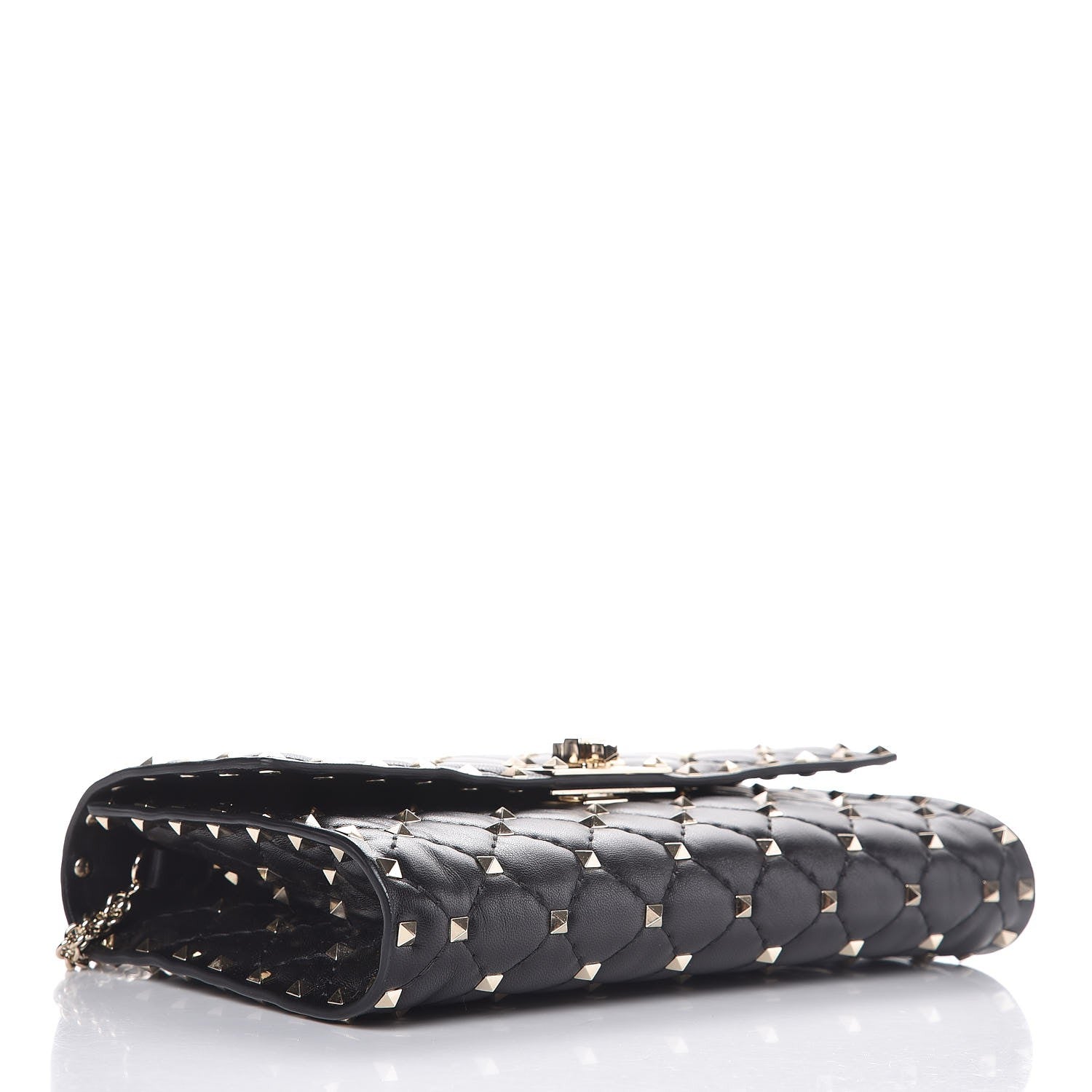 Valentino Garavani Lambskin Rockstud Spike Wallet on Chain Black 5 of 11