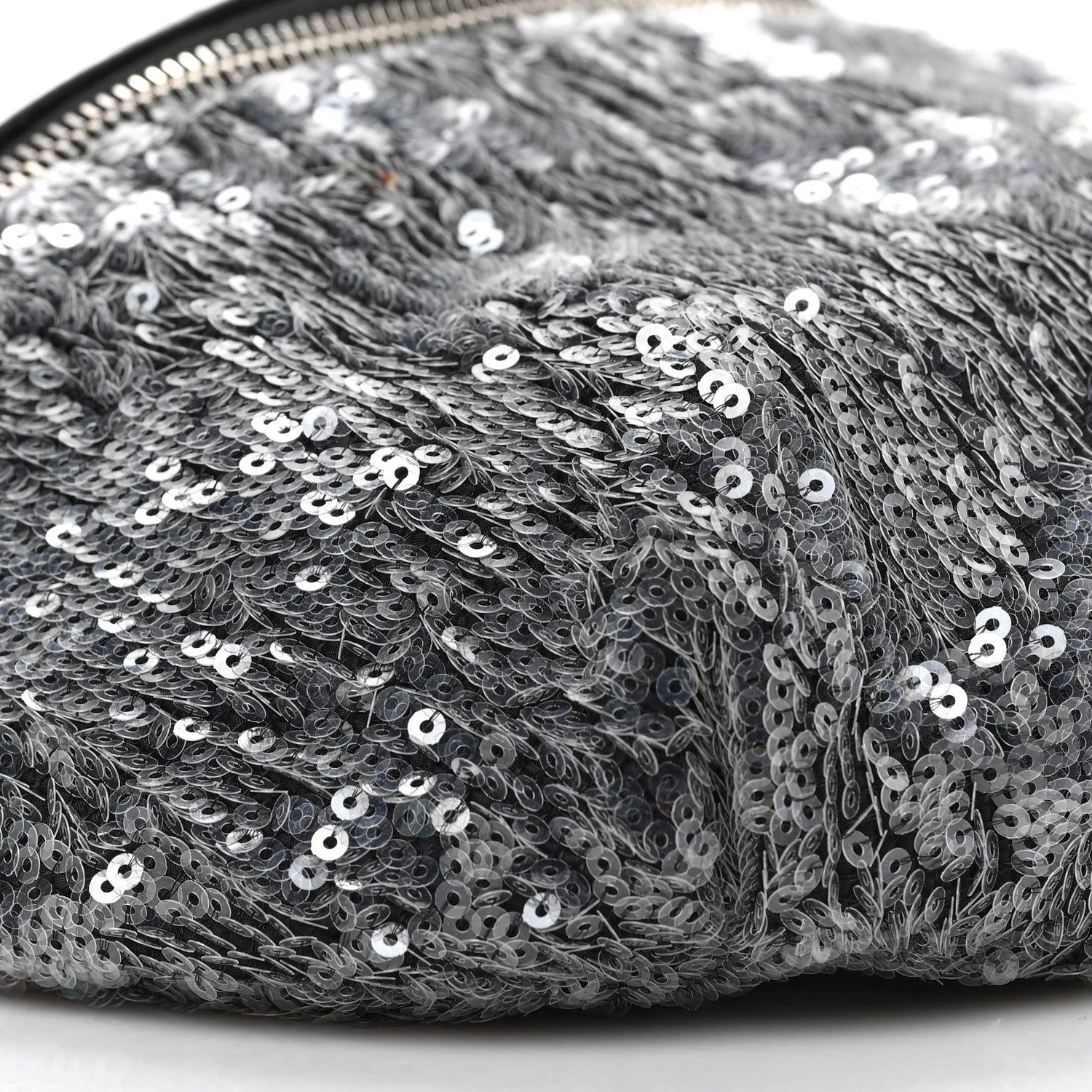 Chanel Sequin Waist Bag Fanny Pack Silver Black 8 of 9