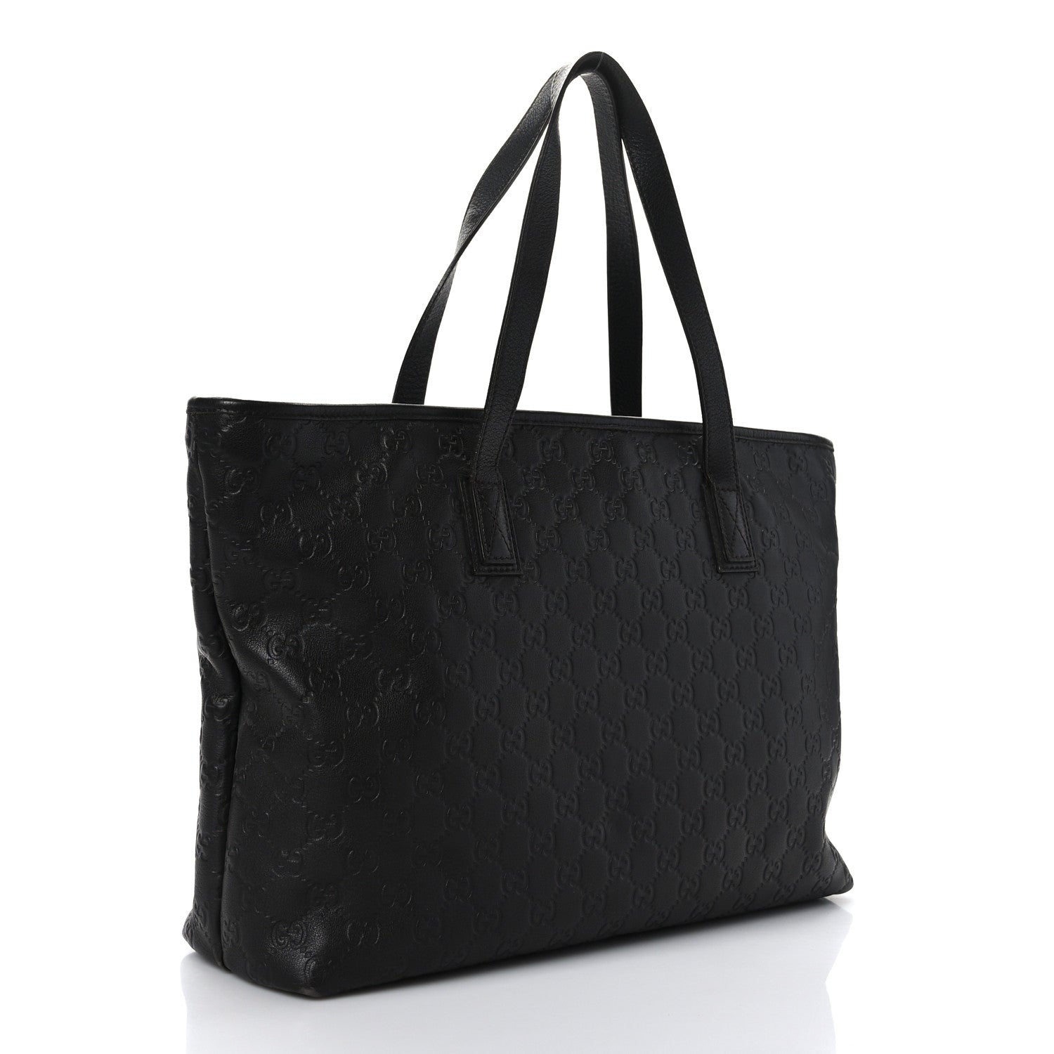 Gucci Guccissima Medium Zippered Shopping Tote Black 3 of 10