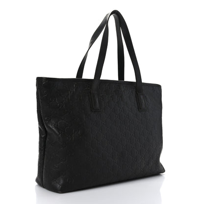 Gucci Guccissima Medium Zippered Shopping Tote Black 3 of 10