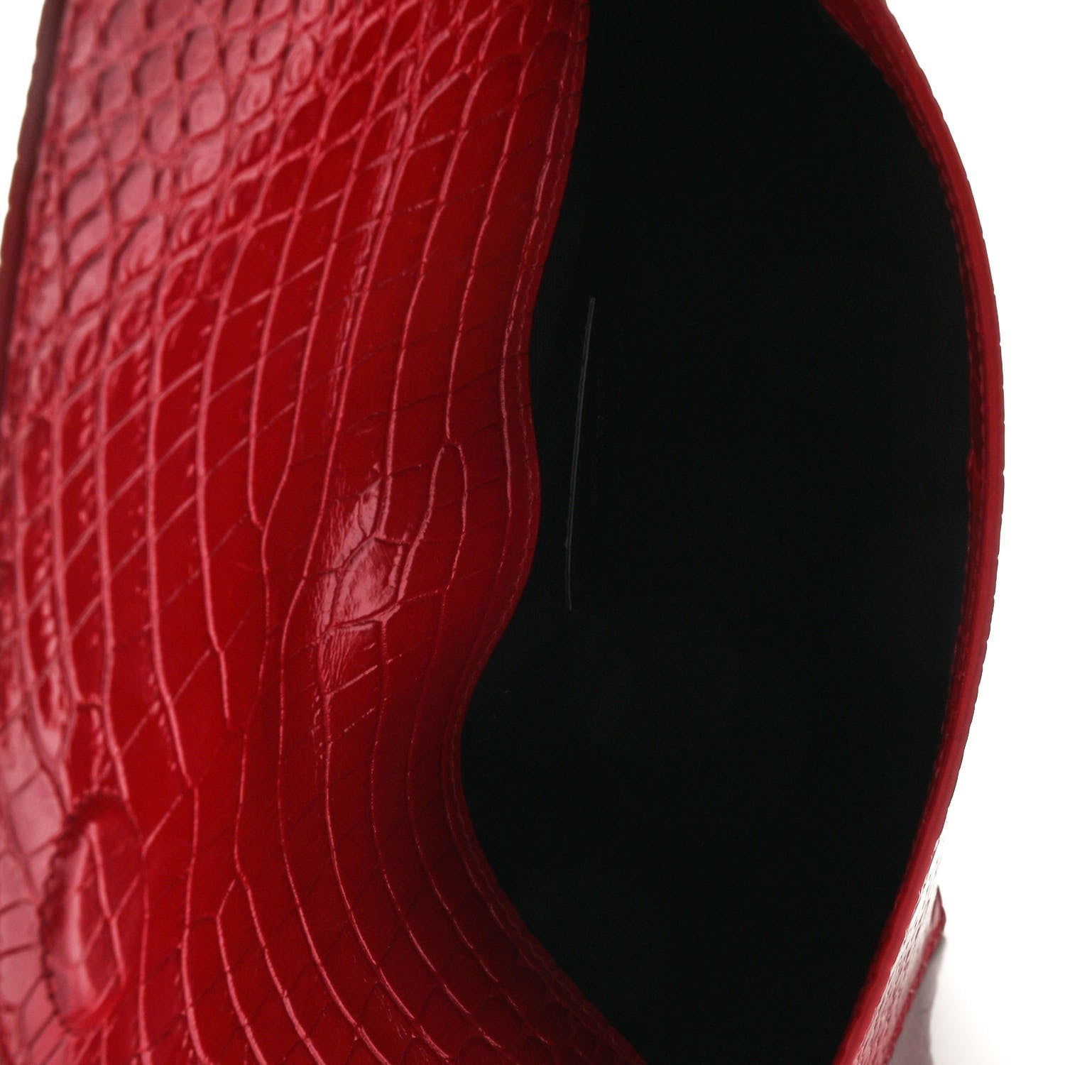 Saint Laurent Calfskin Crocodile Embossed Uptown Monogram Clutch Rouge Eros 4 of 4