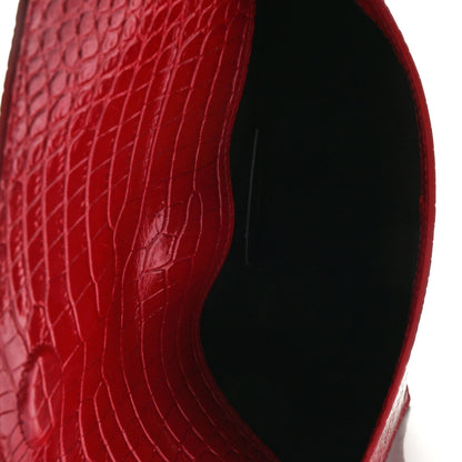 Saint Laurent Calfskin Crocodile Embossed Uptown Monogram Clutch Rouge Eros 4 of 4