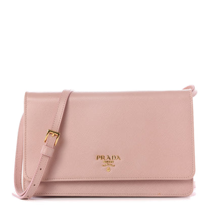 Prada Saffiano Metal Flap Wallet with Strap Orchidea 1 of 10
