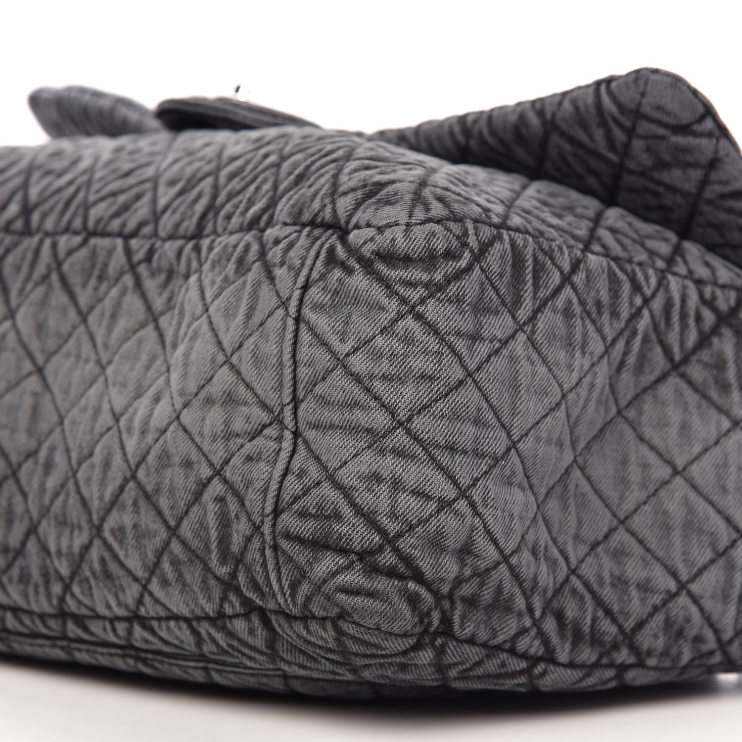 Chanel Denim Quilted Denimpression XXL Flap Grey Black 7 of 10