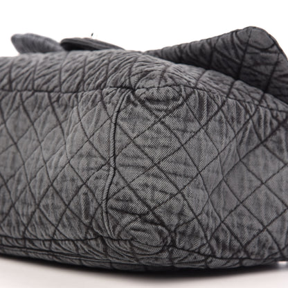 Chanel Denim Quilted Denimpression XXL Flap Grey Black 7 of 10