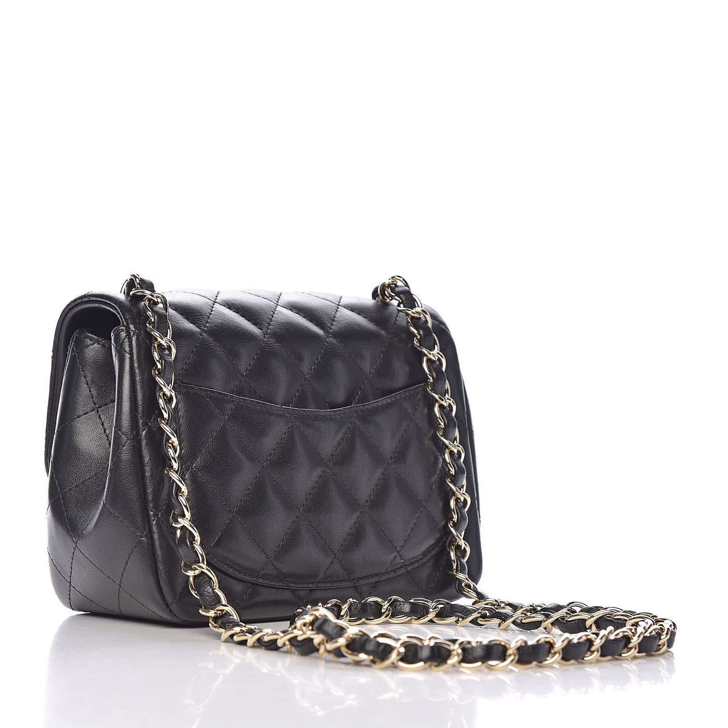 Lambskin Quilted Mini Square Flap Black