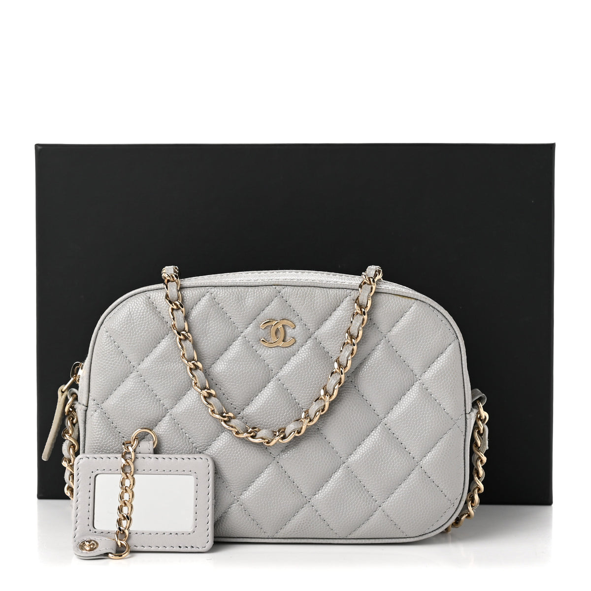 Caviar Quilted Camera Case Grey