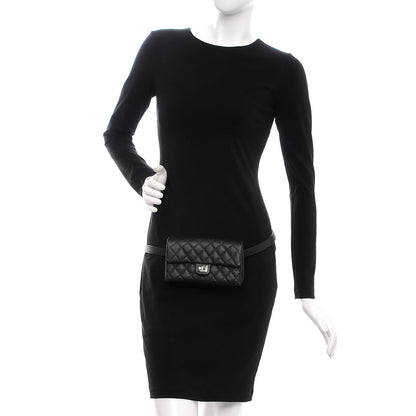 Chanel Grained Calfskin Quilted 2.55 Reissue Flap Belt Bag Clutch Black 2 of 8
