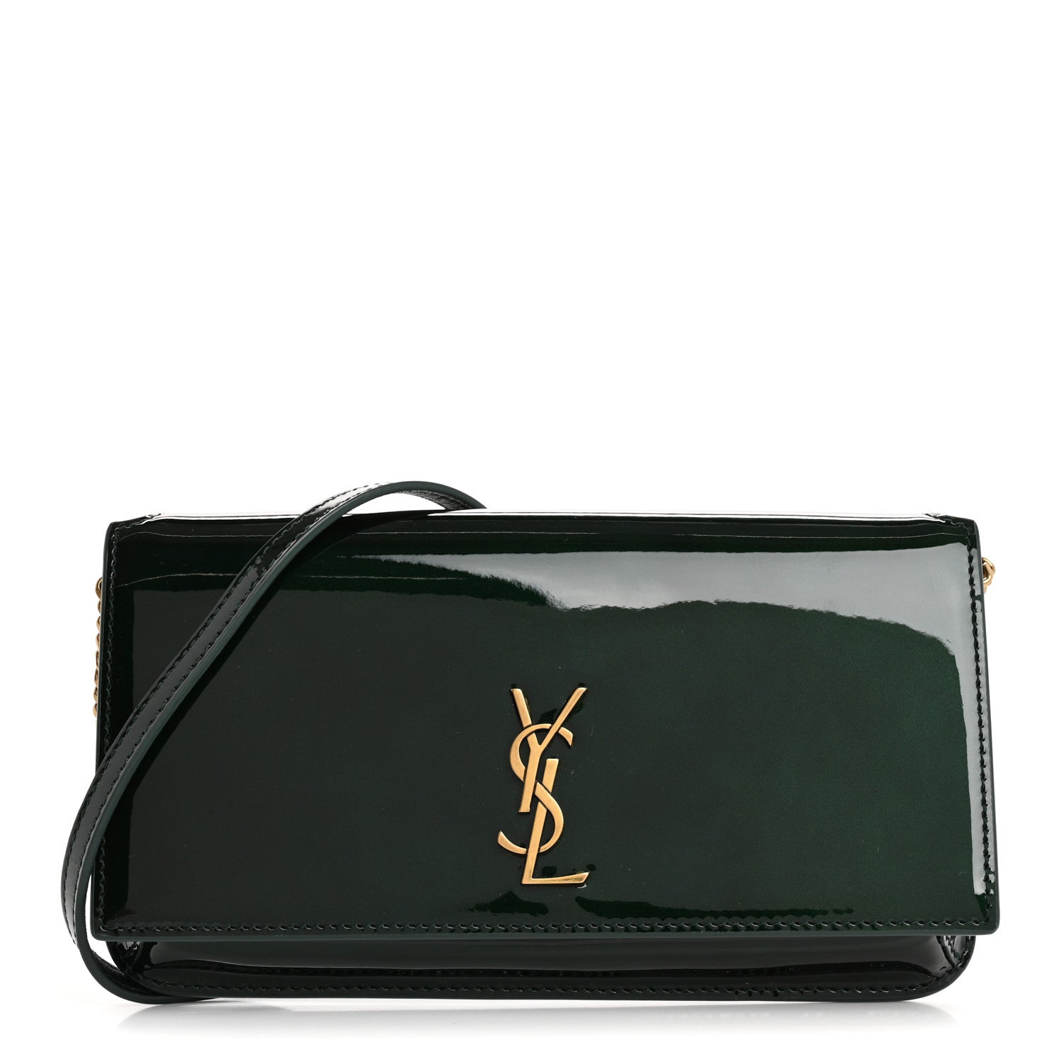 Saint Laurent Vernice Diamond Monogram Phone Holder Crossbody Fir Leaf 1 of 10