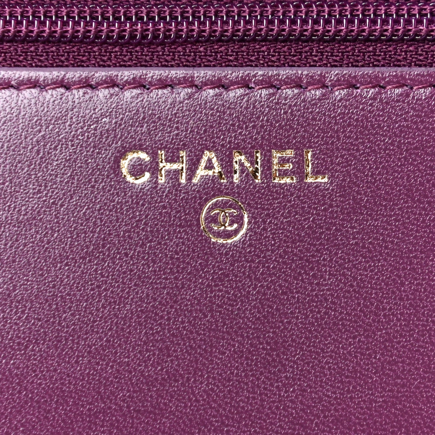 Lambskin Quilted Trendy CC Wallet On Chain WOC Purple