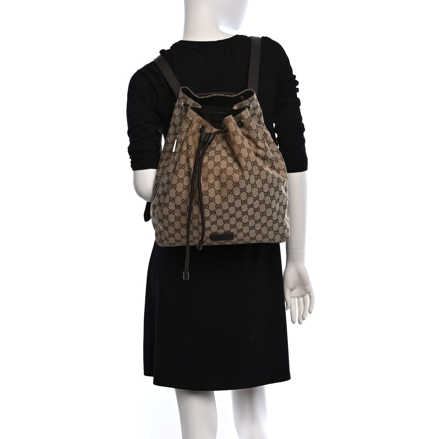 Monogram Dollar Calfskin O Drawstring Backpack Beige Ebony Testa di Moro Dark Chocolate