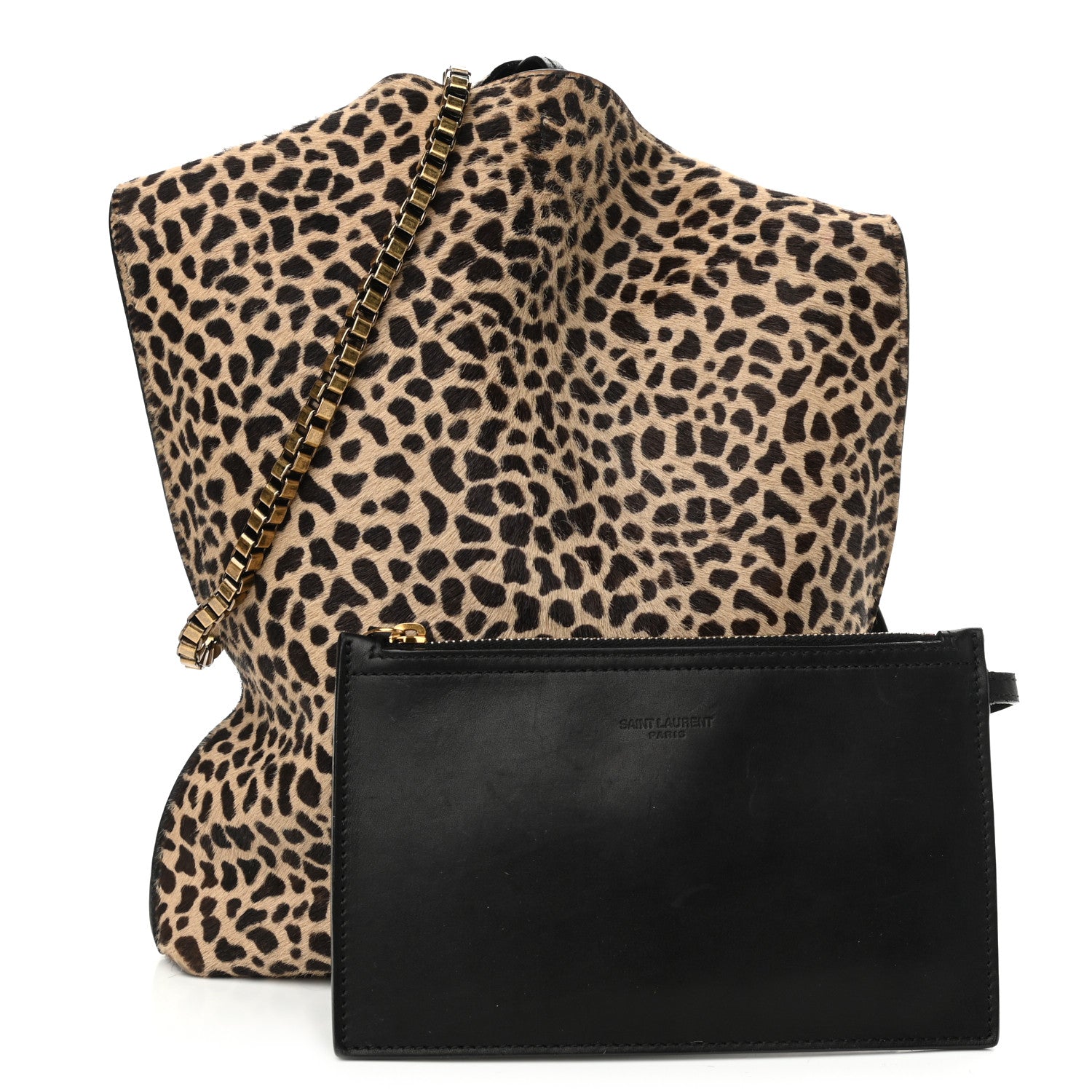 Saint Laurent Pony Effect Calfskin Giraffe Print Small Suzanne Hobo Natural 1 of 11