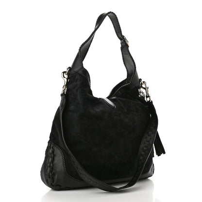 Gucci Calfskin Suede Large New Jackie Web Shoulder Bag Black 3 of 9
