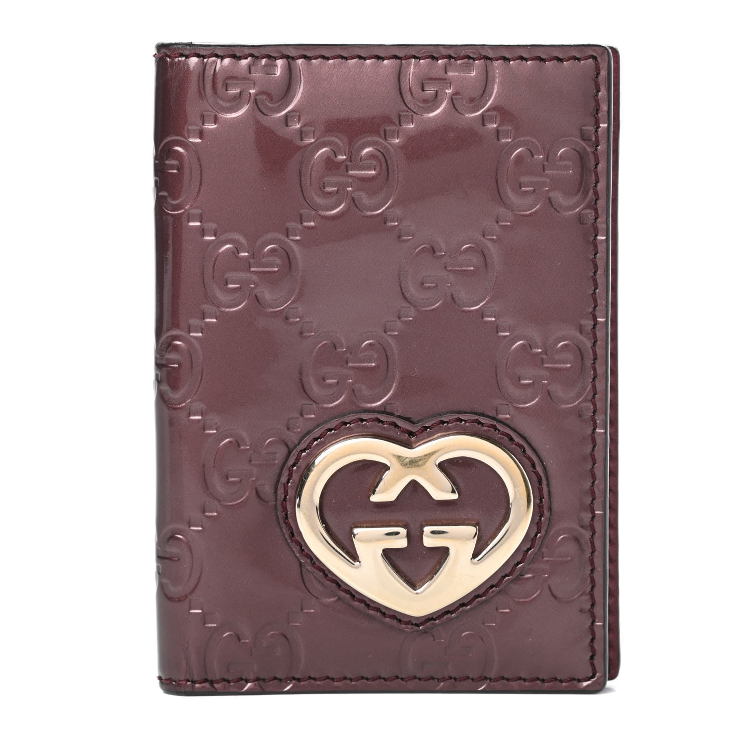 Gucci Shine Guccissima Lovely Heart Mini ID Wallet Scarlatto 1 of 9