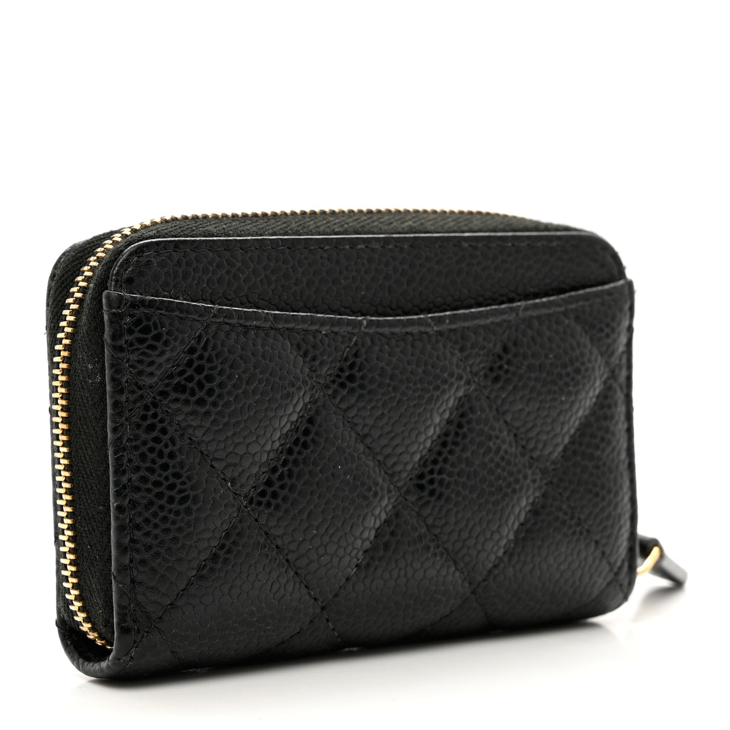 Caviar Quilted Zip Coin Purse Black