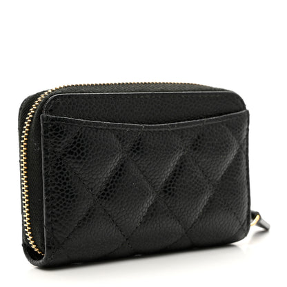 Chanel Caviar Quilted Zip Coin Purse Black 3 of 9