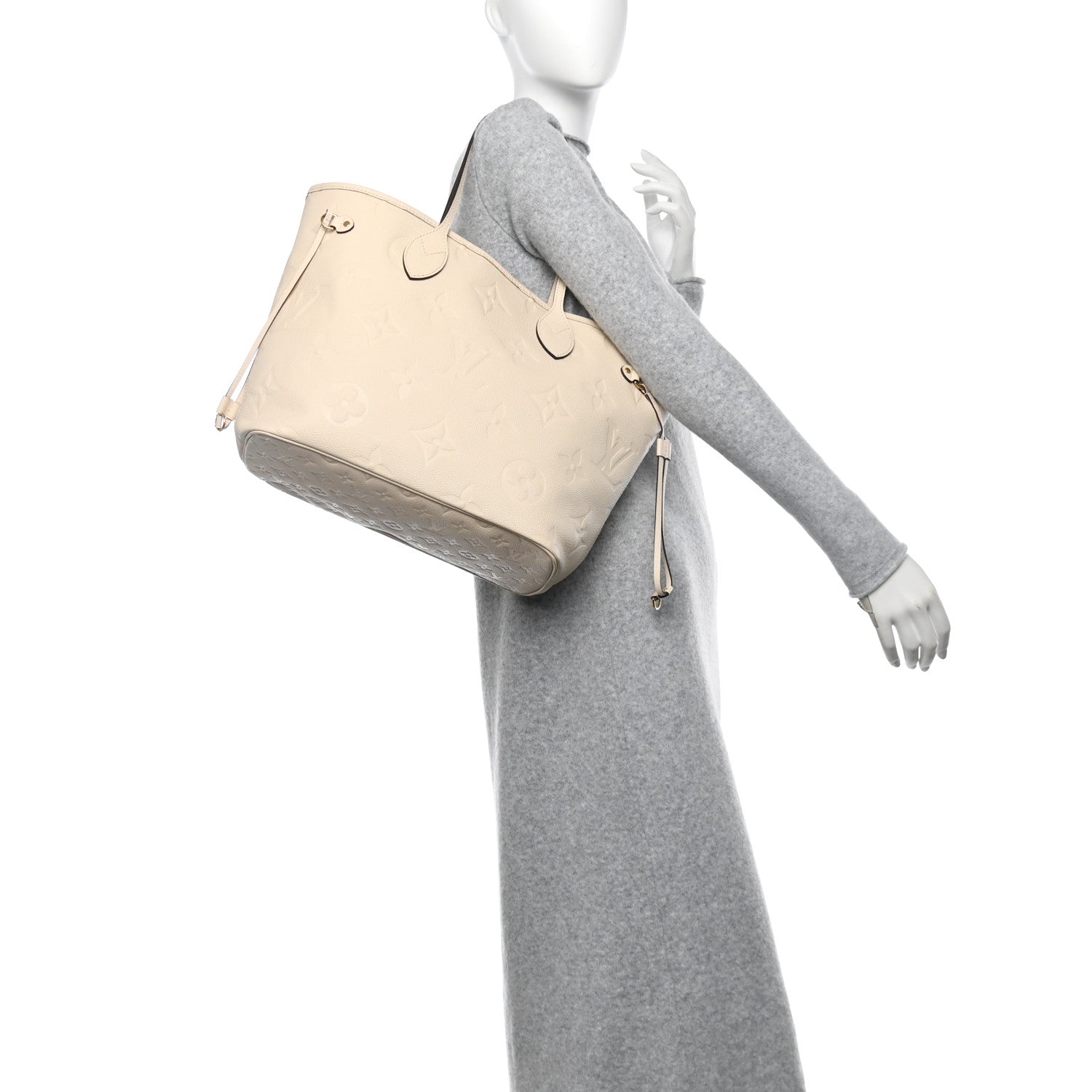 Louis Vuitton Empreinte Monogram Giant Neverfull  MM Creme 2 of 12