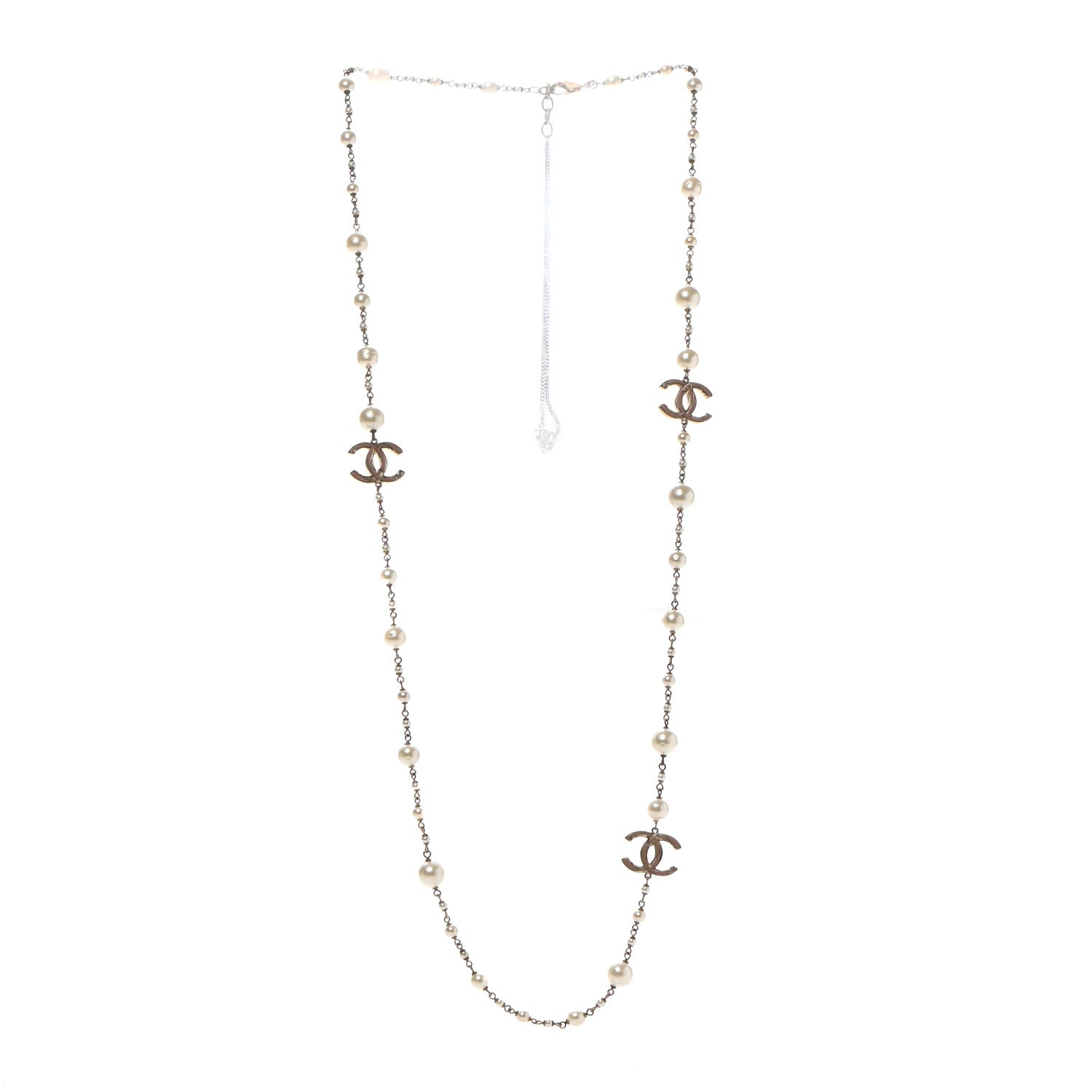 Chanel Pearl Enamel CC Long Necklace Gold 3 of 6