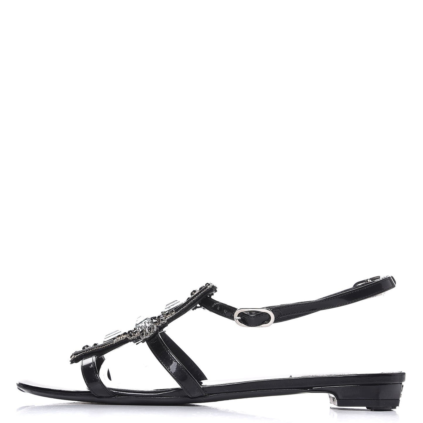 Patent Crystal Embellished Sandals 38.5 Black