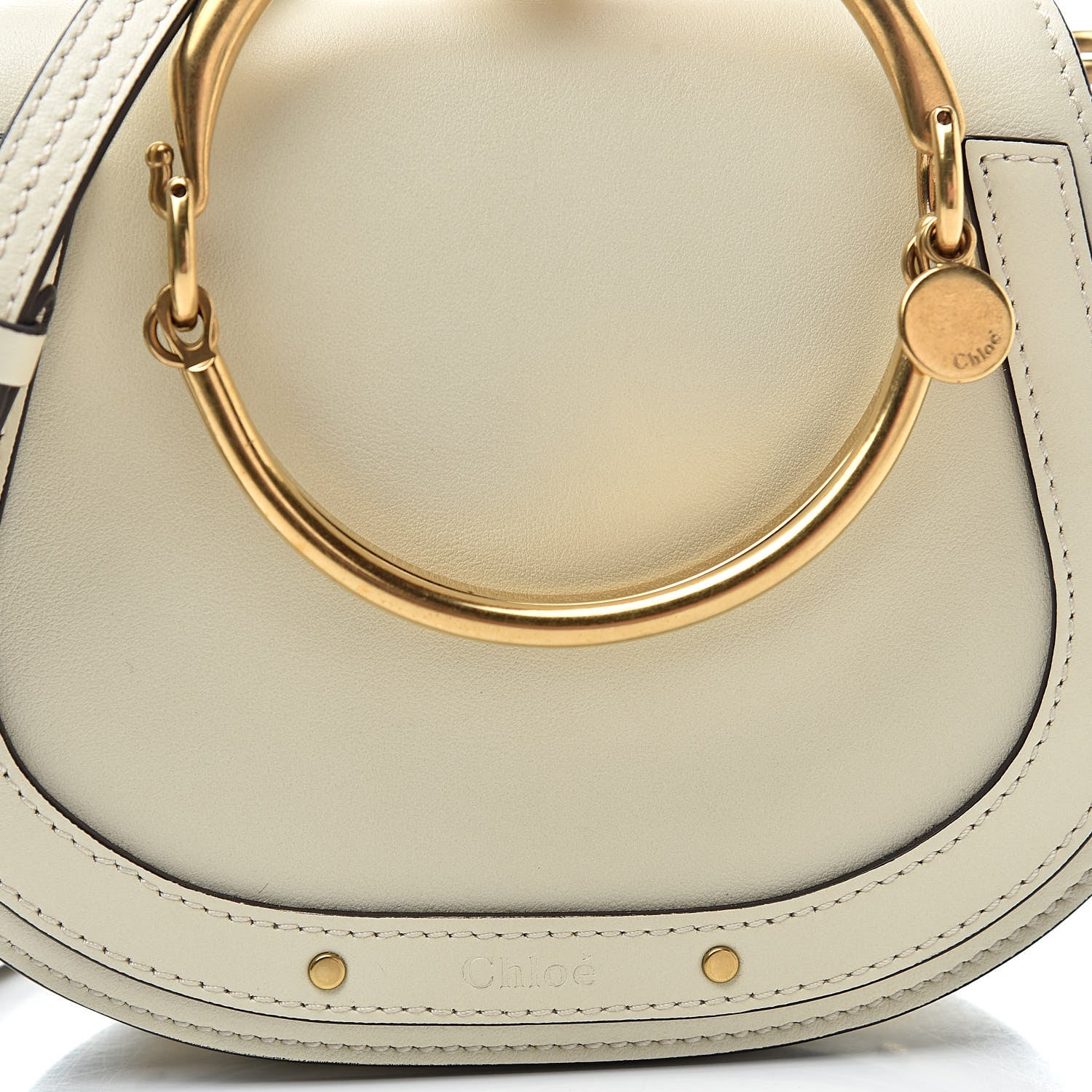 Chloe Calfskin Suede Small Nile Bracelet Bag Off White 9 of 11