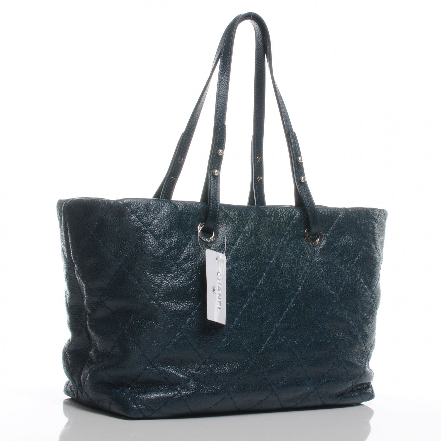 Chanel Glazed Calfskin Large On The Road Tote Dark Blue 3 of 7