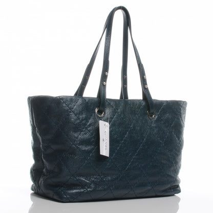 Chanel Glazed Calfskin Large On The Road Tote Dark Blue 3 of 7