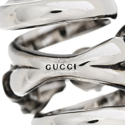 Gucci Pearl Tiger Heads Double Wrap Ring 6.5 Silver 4 of 7