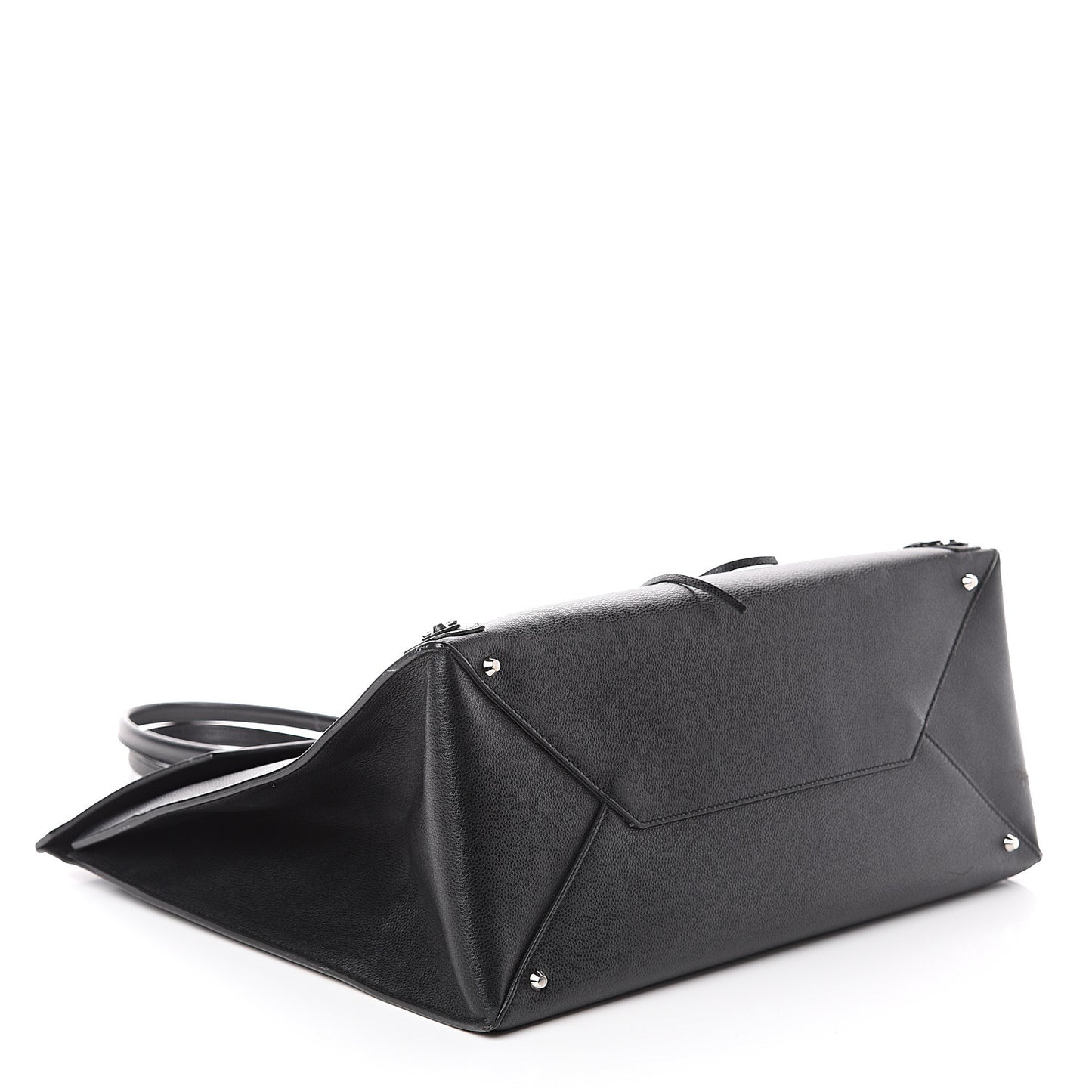 Grained Calfskin Papier Flap Tote Black