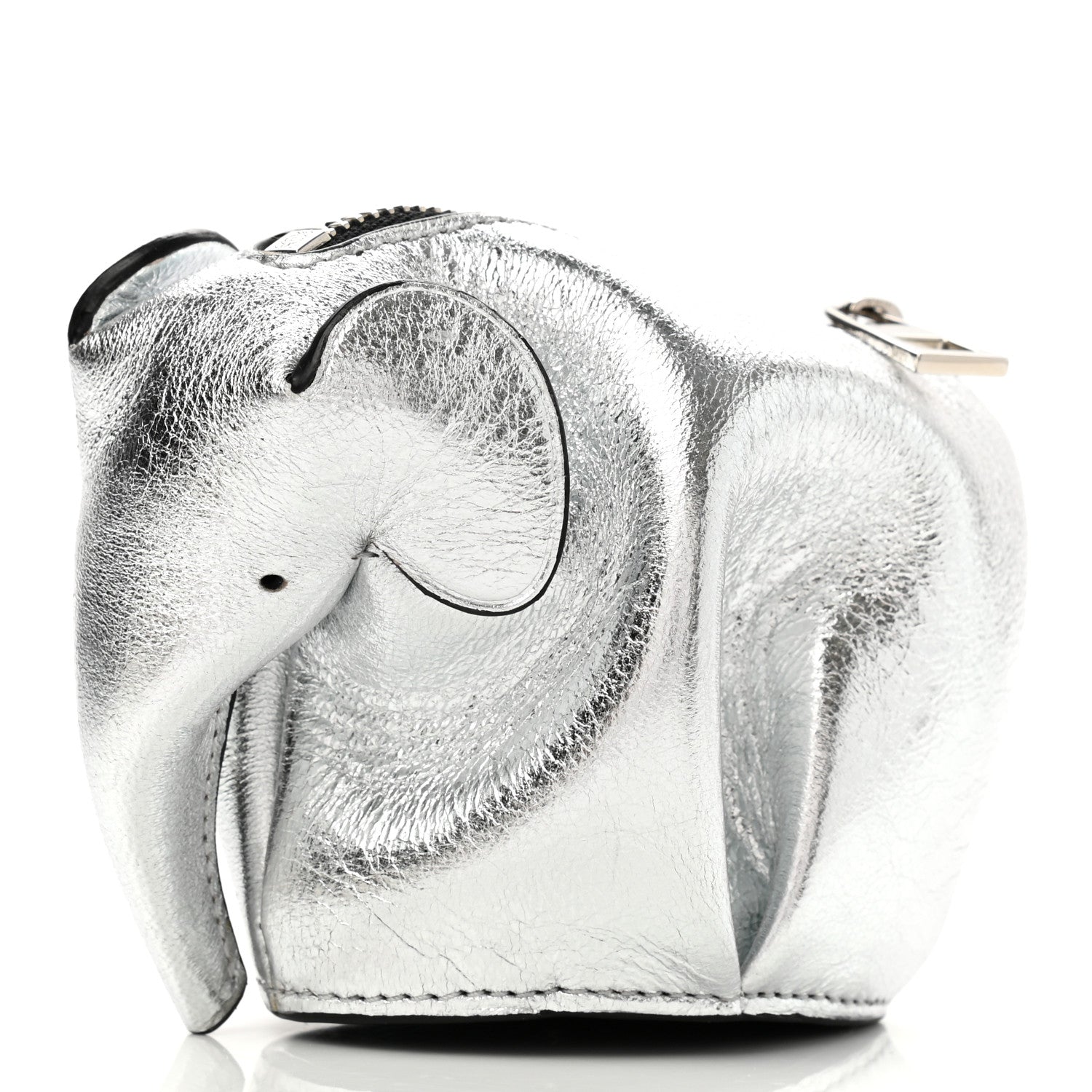 Loewe Metallic Calfskin Elephant Coin Purse Silver 3 of 9