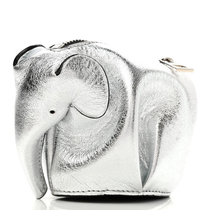 Loewe Metallic Calfskin Elephant Coin Purse Silver 3 of 9