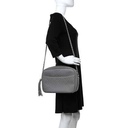 Chanel Caviar Quilted Large Coco Tassel Camera Case Grey 2 of 9