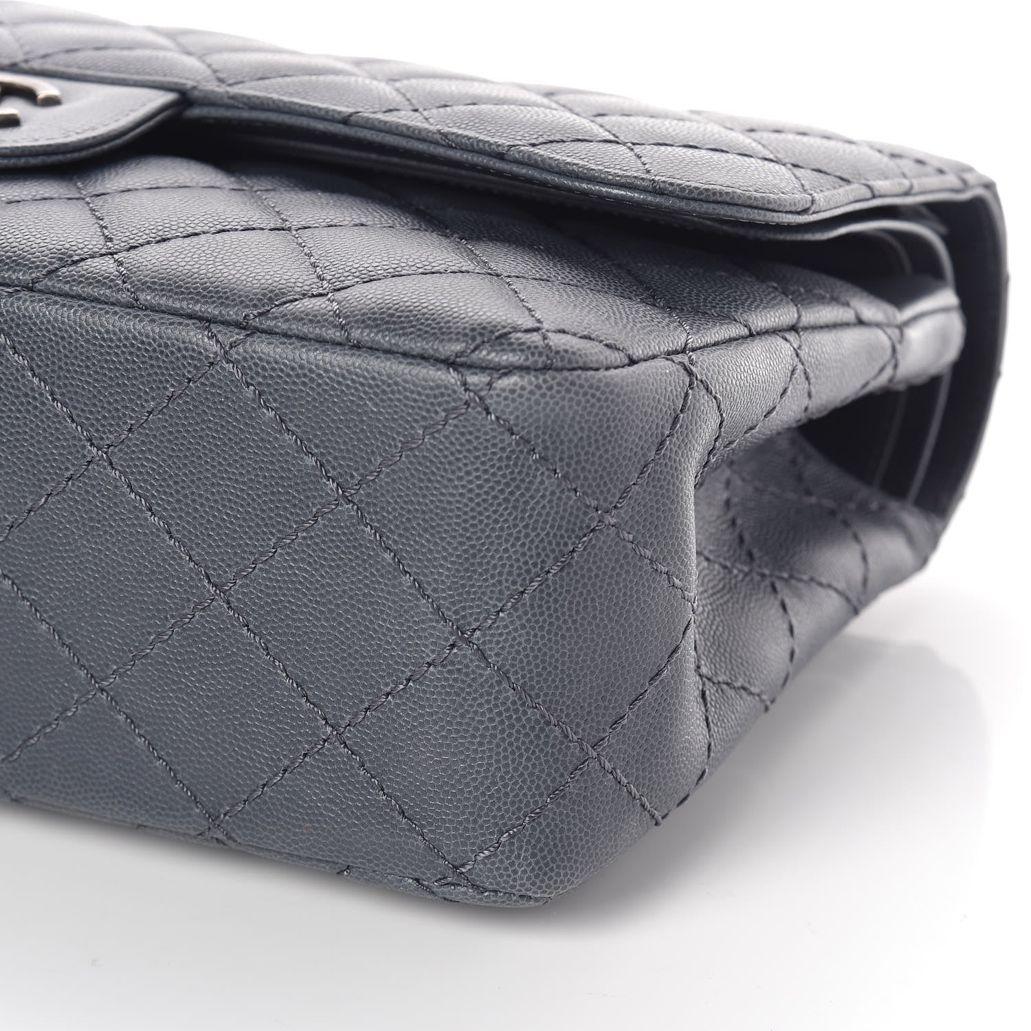 Chanel Caviar Quilted Jumbo Double Flap Dark Grey 6 of 10