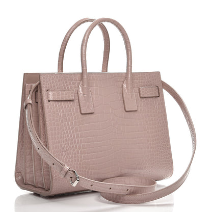 Saint Laurent Calfskin Crocodile Embossed Baby Sac De Jour Rose Antic 4 of 11