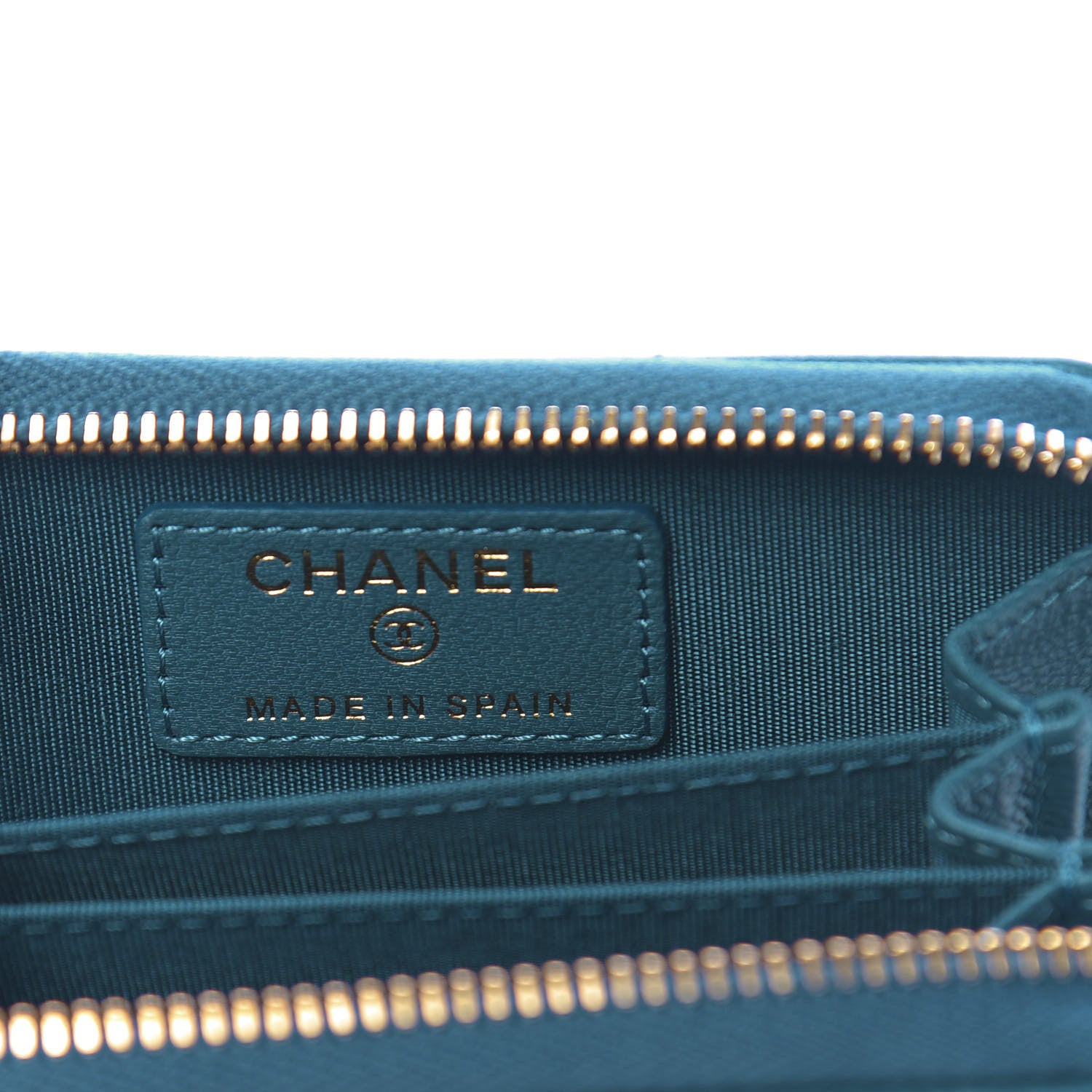 Chanel Lambskin Quilted Chanel 19 Zip Around Coin Purse Wallet Turquoise 6 of 8