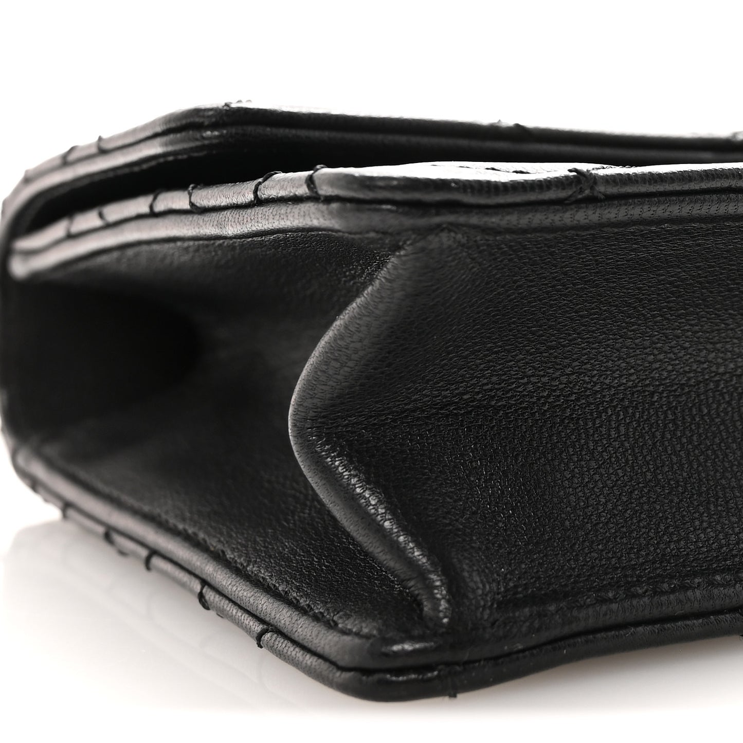 Goatskin Quilted Small Chic Pearls Flap Black
