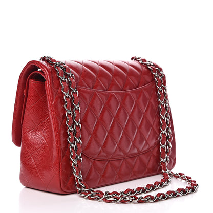Chanel Caviar Quilted Jumbo Double Flap Red 3 of 12