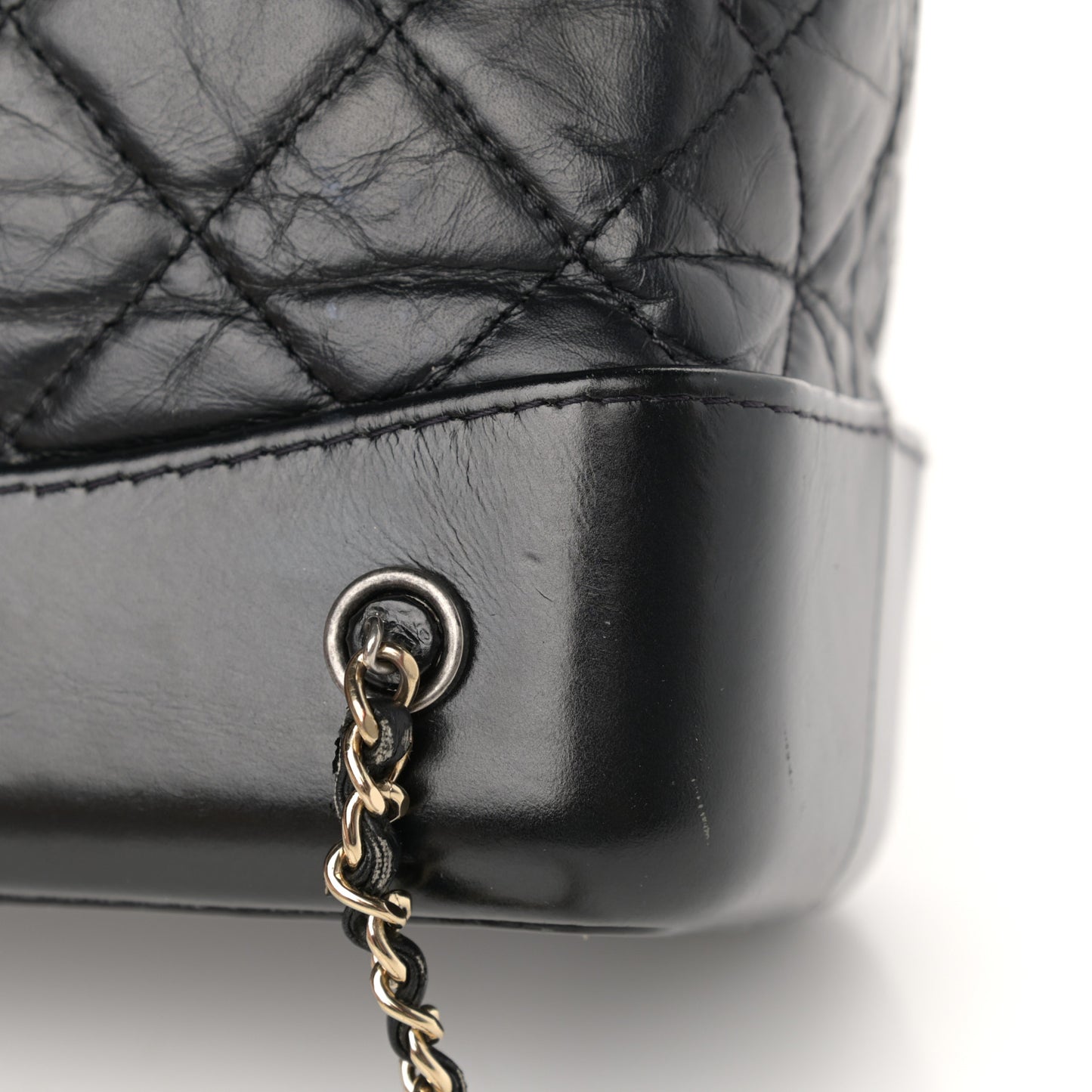 Aged Calfskin Quilted Small Gabrielle Backpack Black