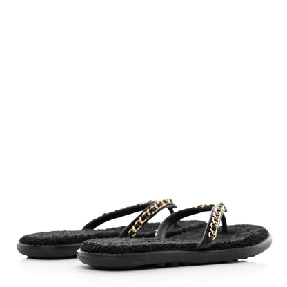 Chanel Lambskin CC Chain Thong Sandals 35 Black 4 of 12