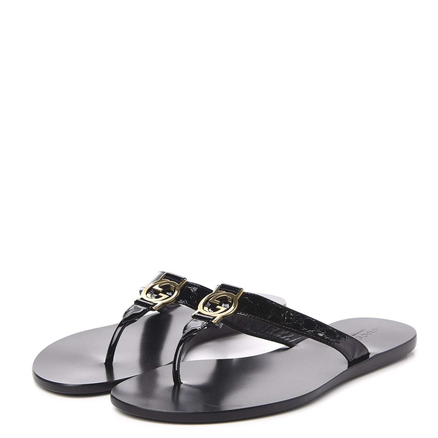 Patent Guccissima Thong Sandals 39 Black