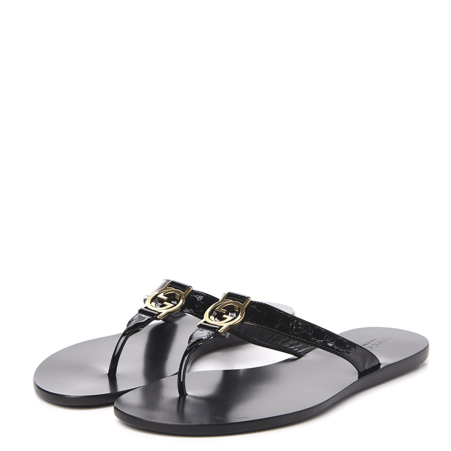 Gucci Patent Guccissima Thong Sandals 39 Black 3 of 11