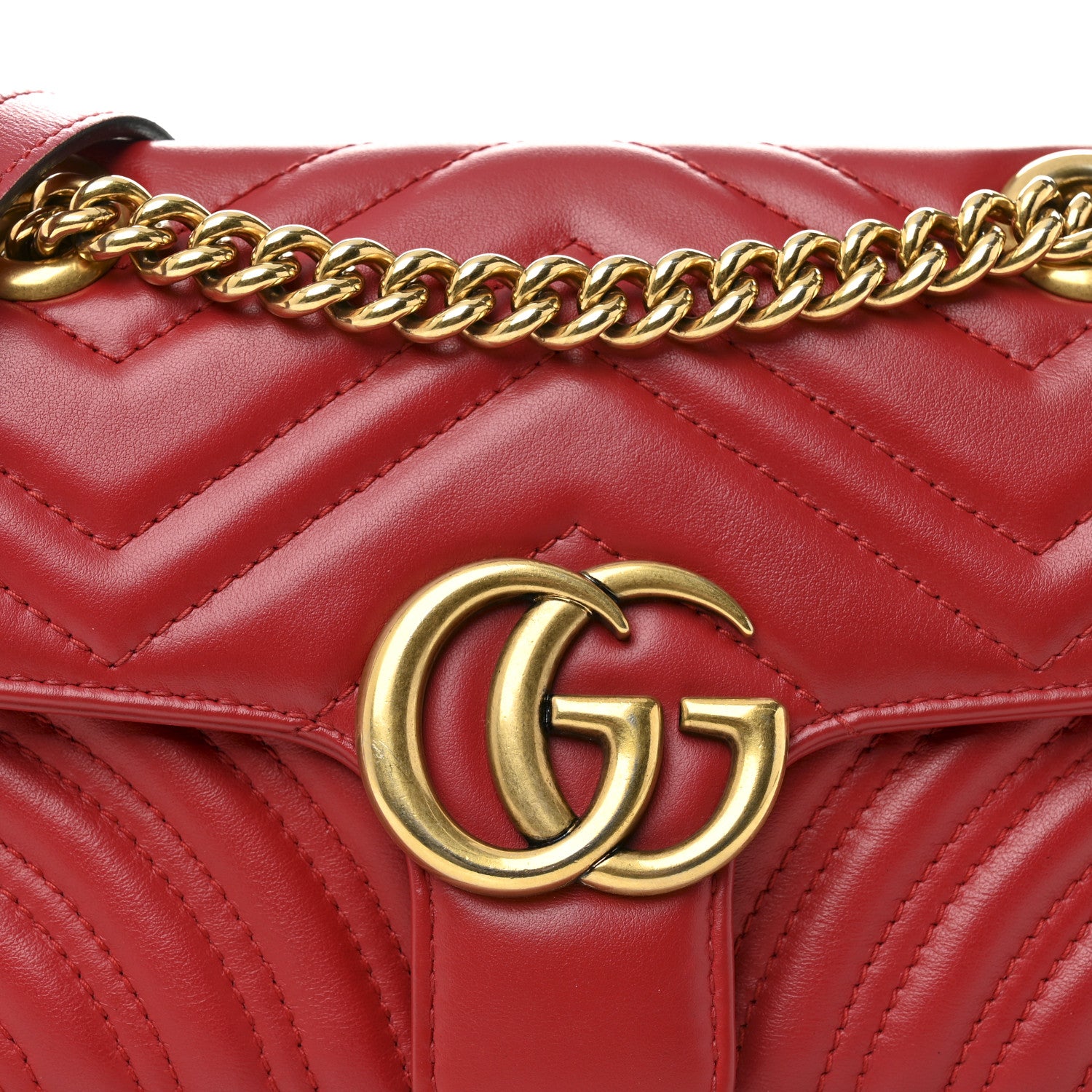 Gucci Calfskin Matelasse Mini GG Marmont Shoulder Bag Hibiscus Red 8 of 10