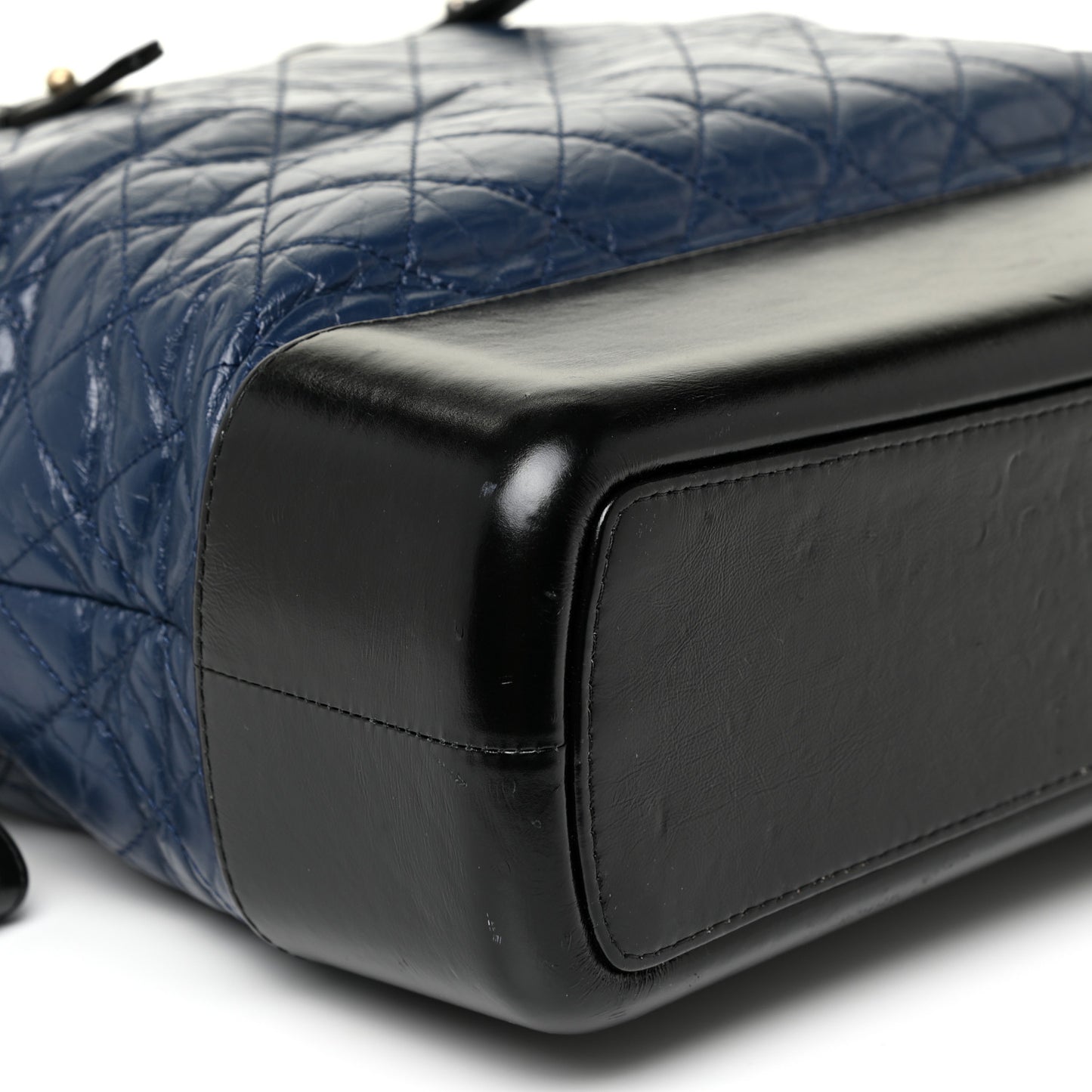 Aged Calfskin Quilted Large Gabrielle Shopping Tote Navy Black