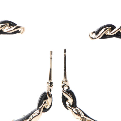 Chanel Lambskin CC Turnlock Chain Hoop Earrings Gold Black 3 of 4