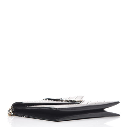 Saint Laurent Calfskin Monogram Chevron Studded Shoulder Bag Black 4 of 13