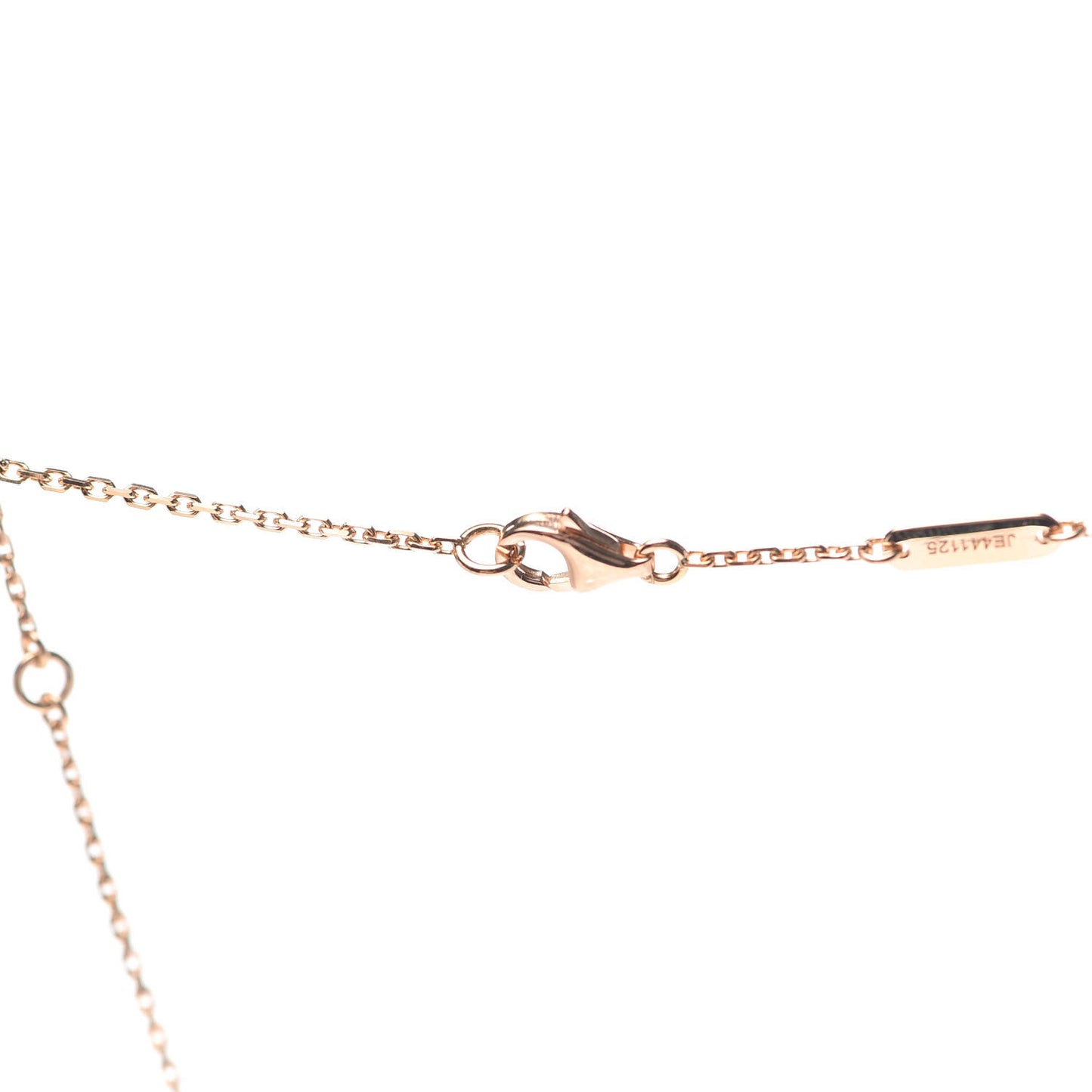 18K Rose Gold Diamond Pink Porcelain Vintage Alhambra Pendant Necklace