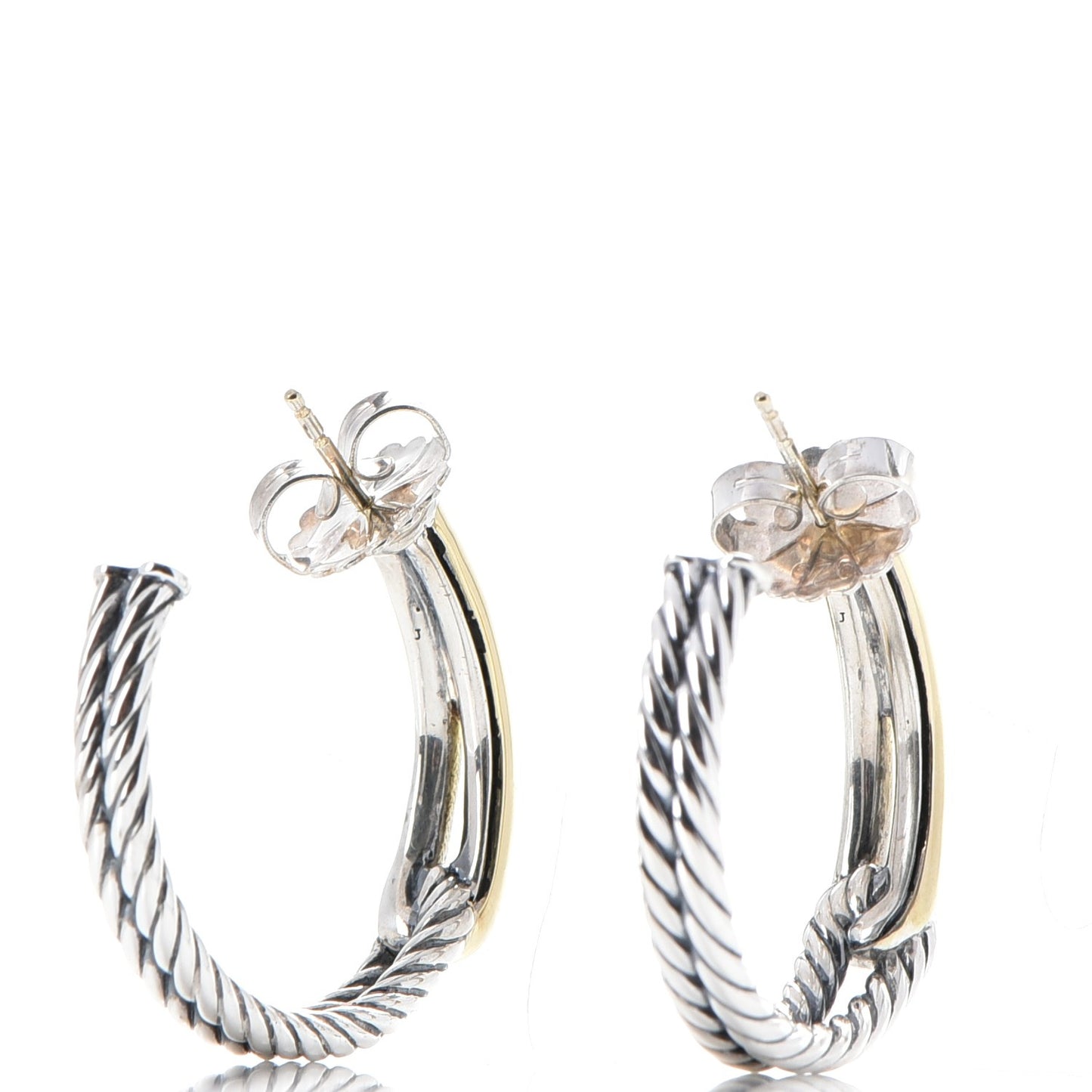 Sterling Silver 18K Yellow Gold 30mm Labyrinth Hoop Earrings