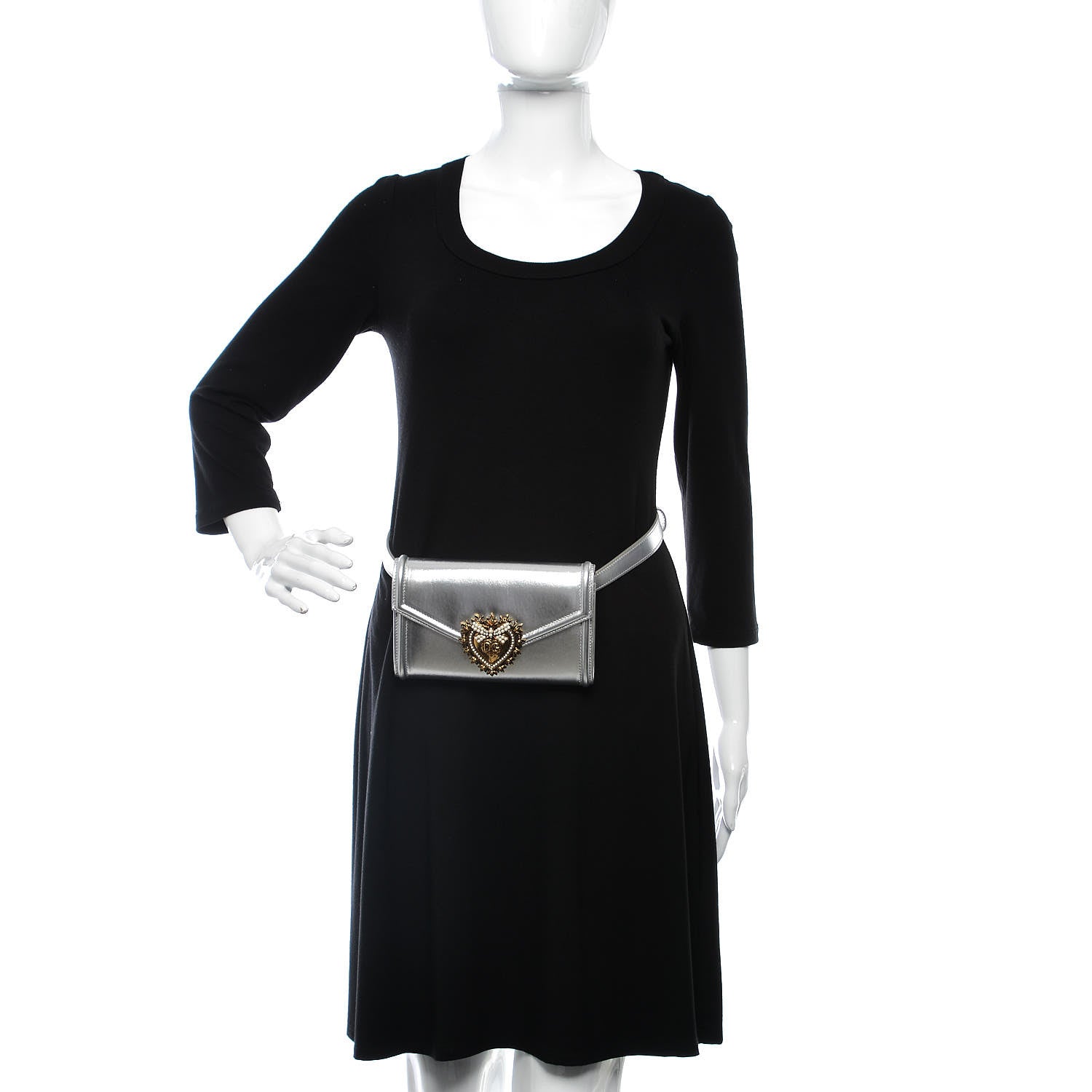 Dolce & Gabbana Metallic Agnello Vitello Devotion Belt Bag Silver 2 of 9