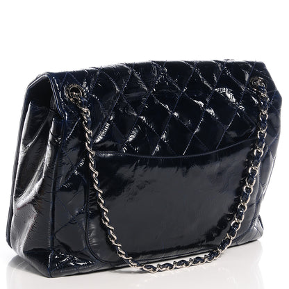 Chanel Patent Quilted XL Flap Navy Blue 3 of 9