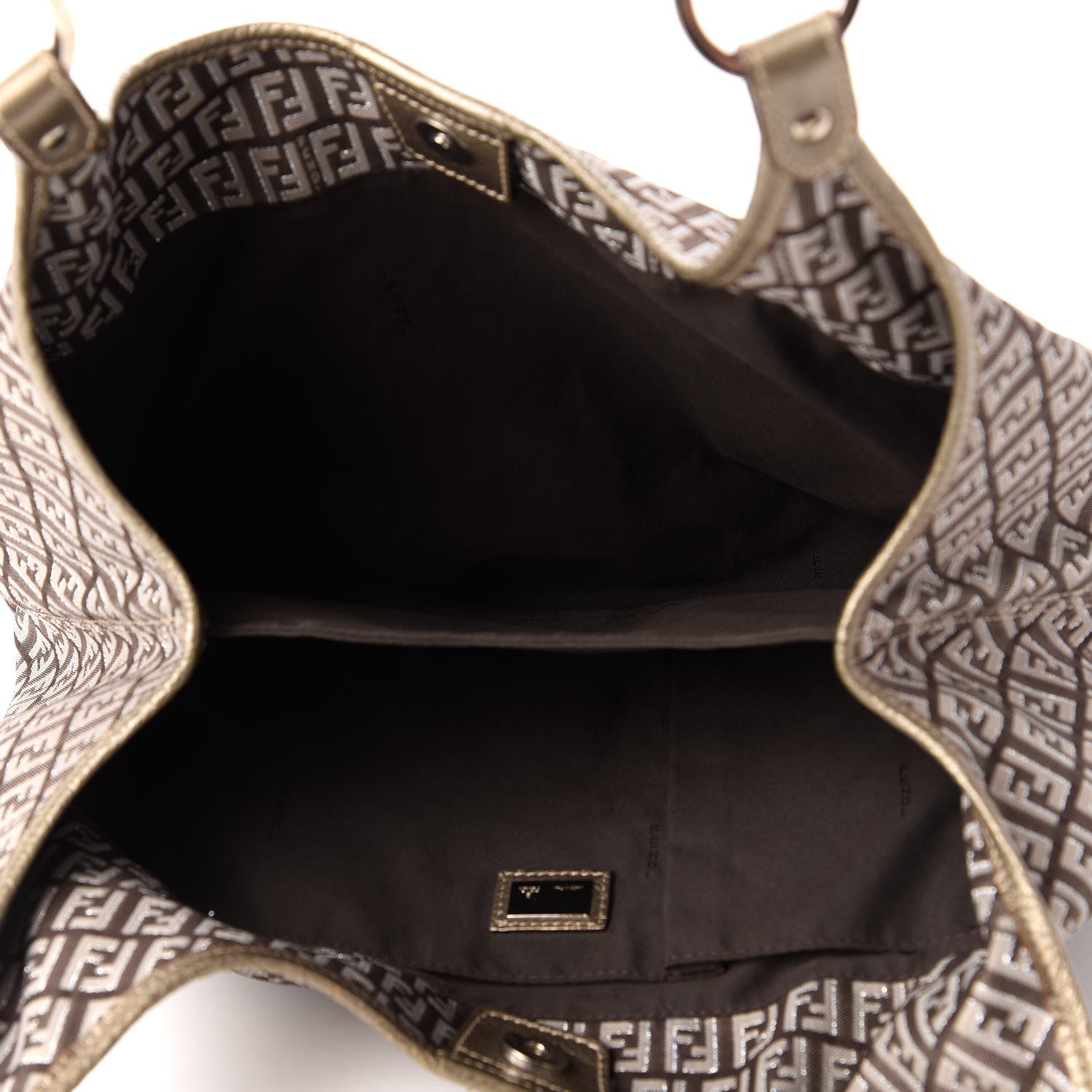 Fendi Zucchino Vachetta Shoulder Bag Caffe Argilla Canna di Fucile 5 of 10