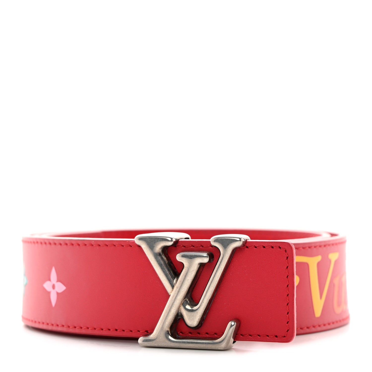 Louis Vuitton Calfskin 35mm LV New Wave Belt 80/32 Red 1 of 10